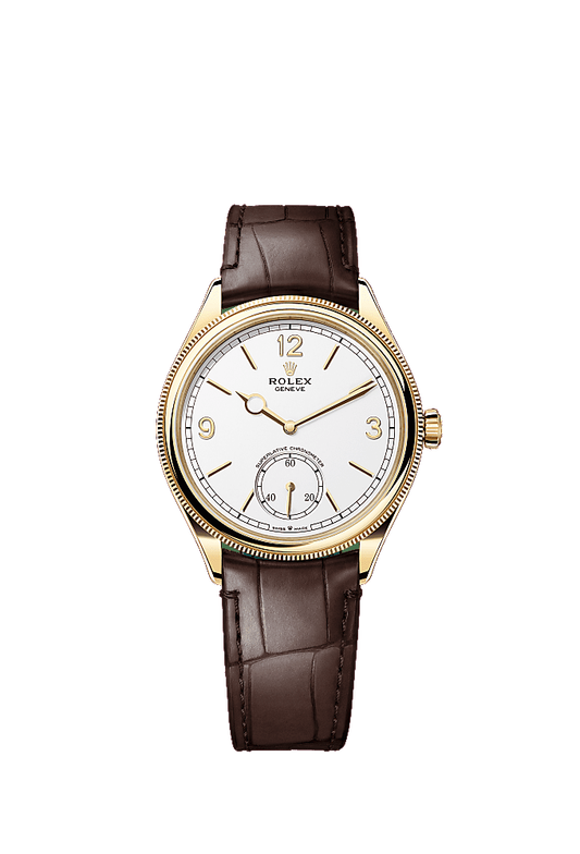 Intense White dial, Alligator Leather - Black bracelet