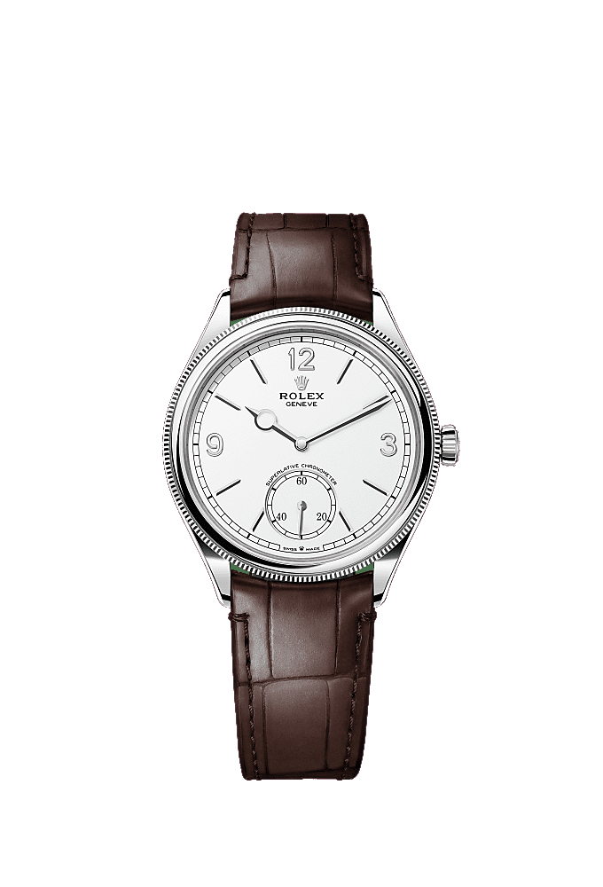 Intense White dial, Alligator Leather - Black bracelet