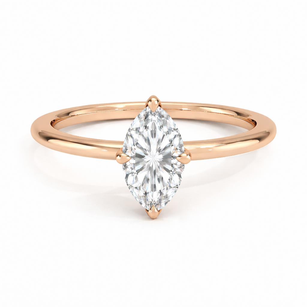 14K Marquise Solitaire — Cathedral