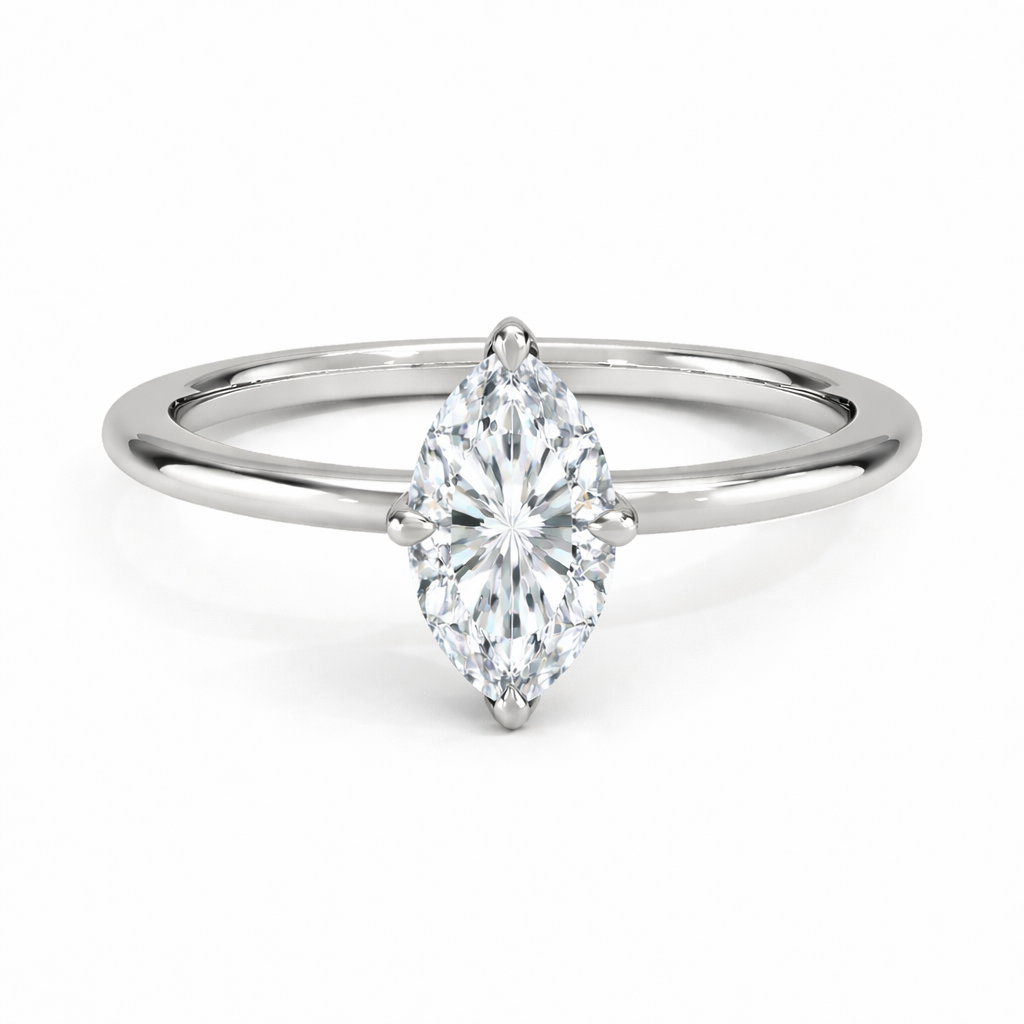 14K Marquise Solitaire — Cathedral