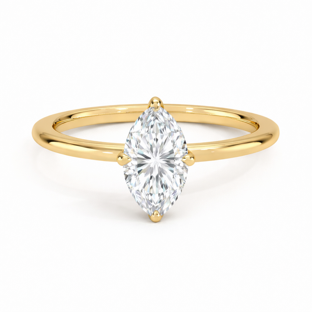 14K Marquise Solitaire — Cathedral