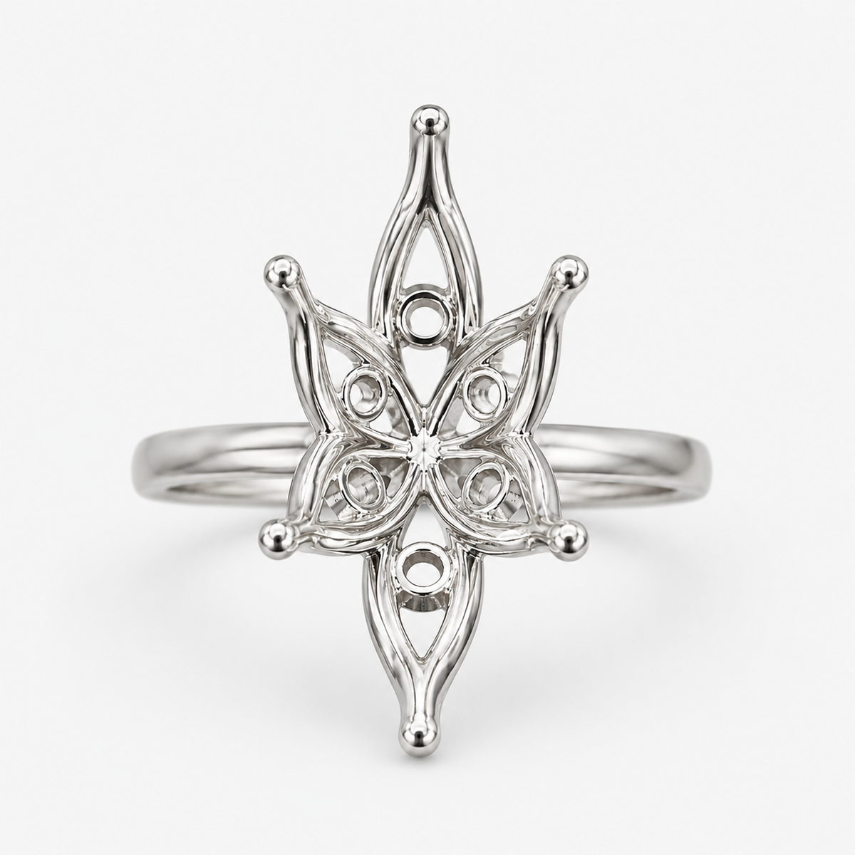 14K Marquise Solitaire — Flower Tulip