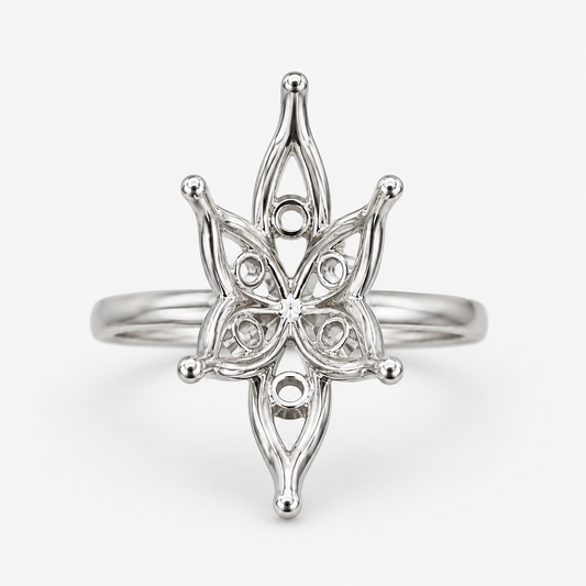 14K Marquise Solitaire — Flower Tulip