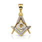 Masonic Square and Compass Two-Tone Pendant - 10K Gold