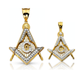 Masonic Square and Compass Two-Tone Pendant - 10K Gold