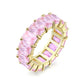 Emerald-Cut Light Pink Eternity Ring - 925 Sterling Silver - Gold Plated