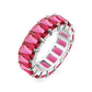 Emerald-Cut Fuchsia Eternity Ring - 925 Sterling Silver - Rhodium Plated