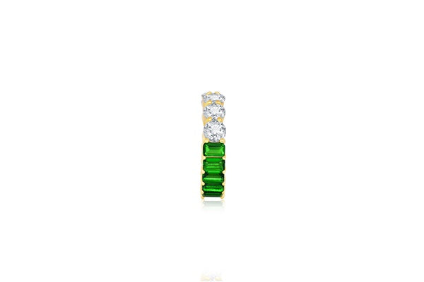 Emerald Green and Clear Two-Tone Eternity Ring - 925 Sterling Silver - Gold Plated
