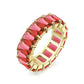 Emerald-Cut Red Eternity Ring - 925 Sterling Silver - Gold Plated