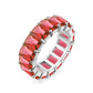 Emerald-Cut Red Eternity Ring - 925 Sterling Silver - Rhodium Plated