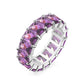 Emerald-Cut Purple Eternity Ring - 925 Sterling Silver - Rhodium Plated