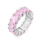 Emerald-Cut Light Pink Eternity Ring - 925 Sterling Silver - Rhodium Plated