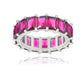 Emerald-Cut Fuchsia Eternity Ring - 925 Sterling Silver - Rhodium Plated