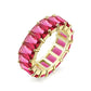 Emerald-Cut Fuchsia Eternity Ring - 925 Sterling Silver - Gold Plated
