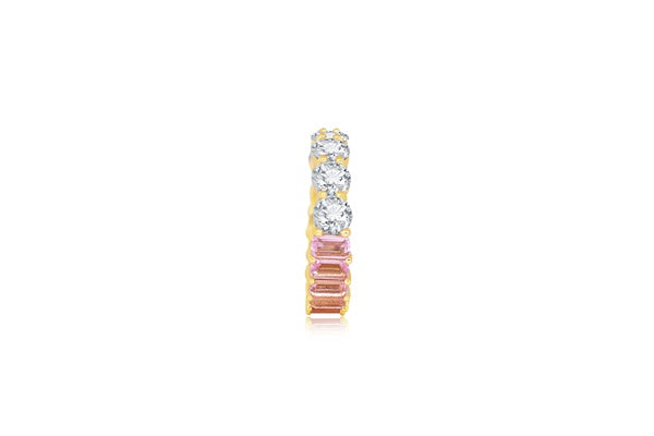 Pink and Clear Two-Tone Eternity Ring - 925 Sterling Silver - Gold Plated