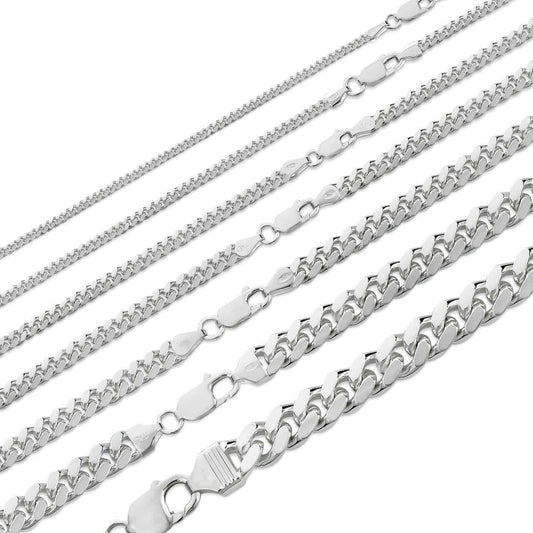 Miami Cuban Link Chain Necklace Lobster Clasp - 925 Sterling Silver