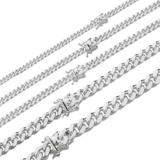 Miami Cuban Link Chain Necklace Or Bracelet W. Box Lock - 925 Sterling Silver