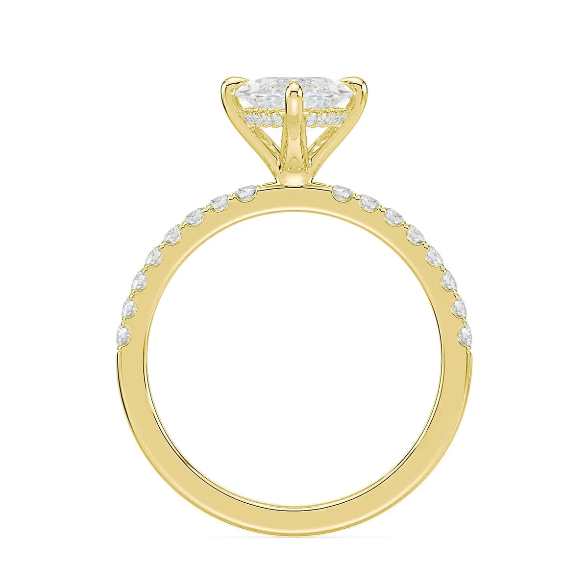 14K Marquise Solitaire — Hidden Halo Pave