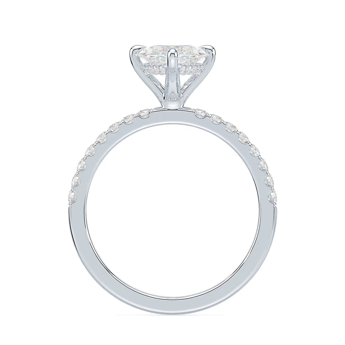 14K Marquise Solitaire — Hidden Halo Pave