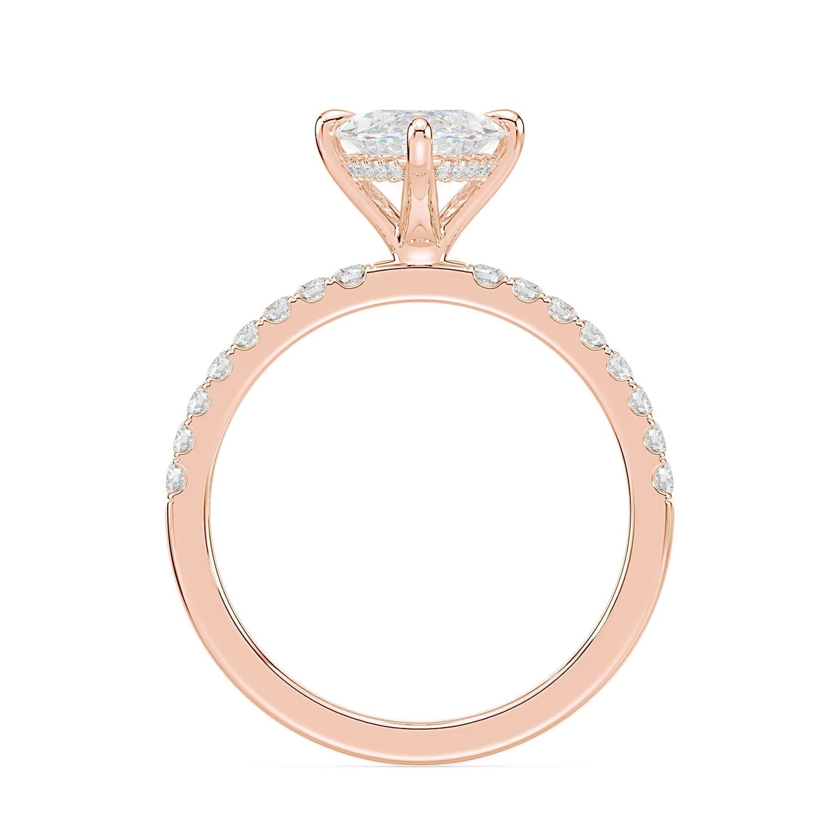 14K Marquise Solitaire — Hidden Halo Pave