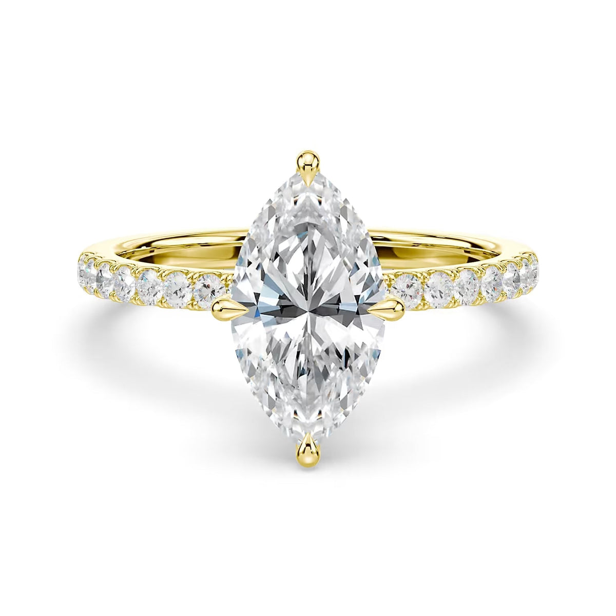 14K Marquise Solitaire — Hidden Halo Pave