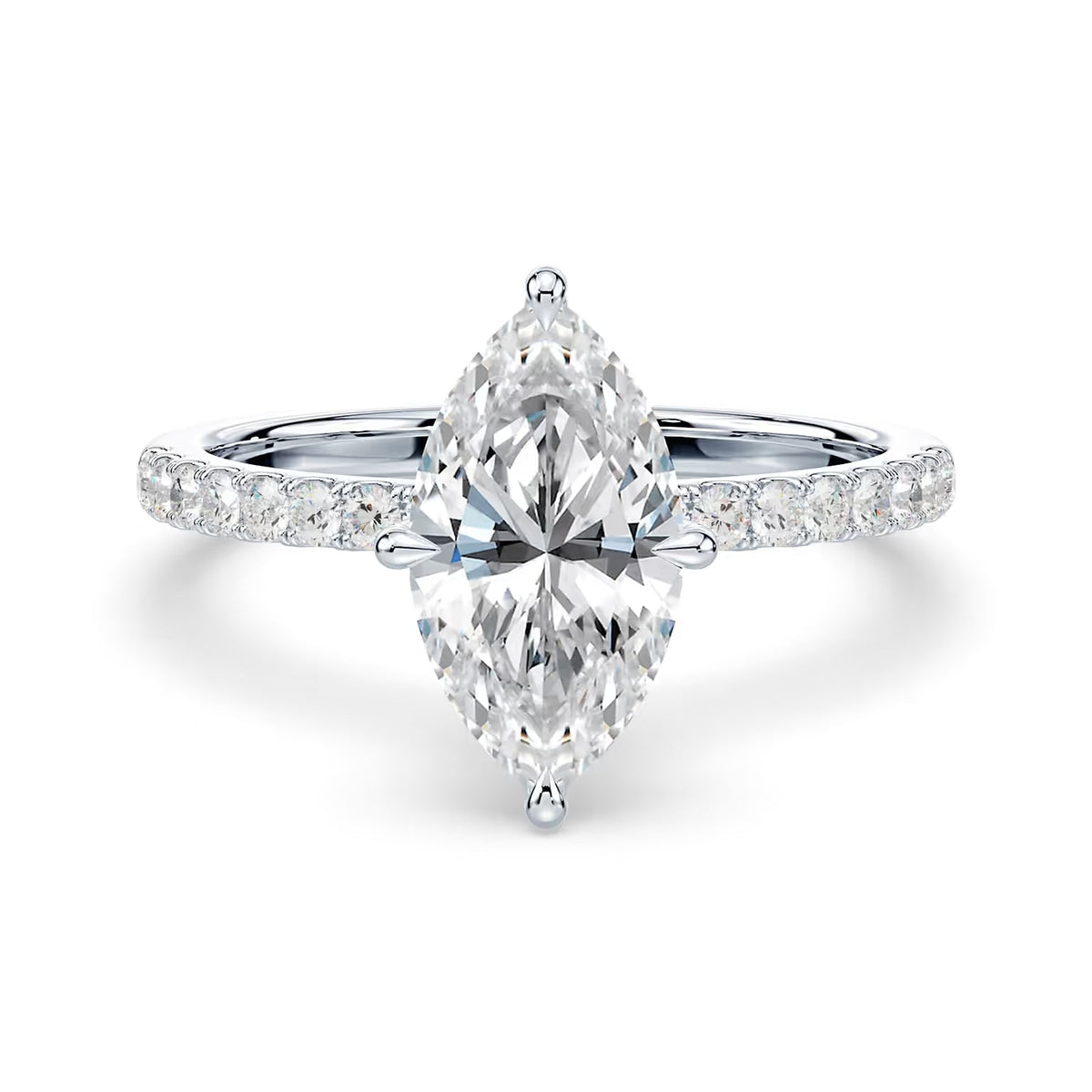 14K Marquise Solitaire — Hidden Halo Pave
