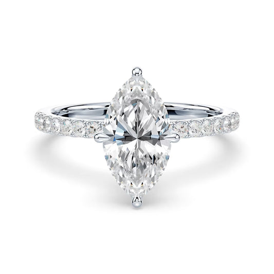 14K Marquise Solitaire — Hidden Halo Pave