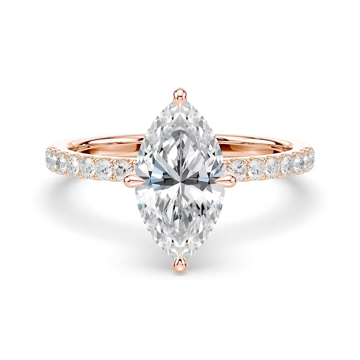 14K Marquise Solitaire — Hidden Halo Pave