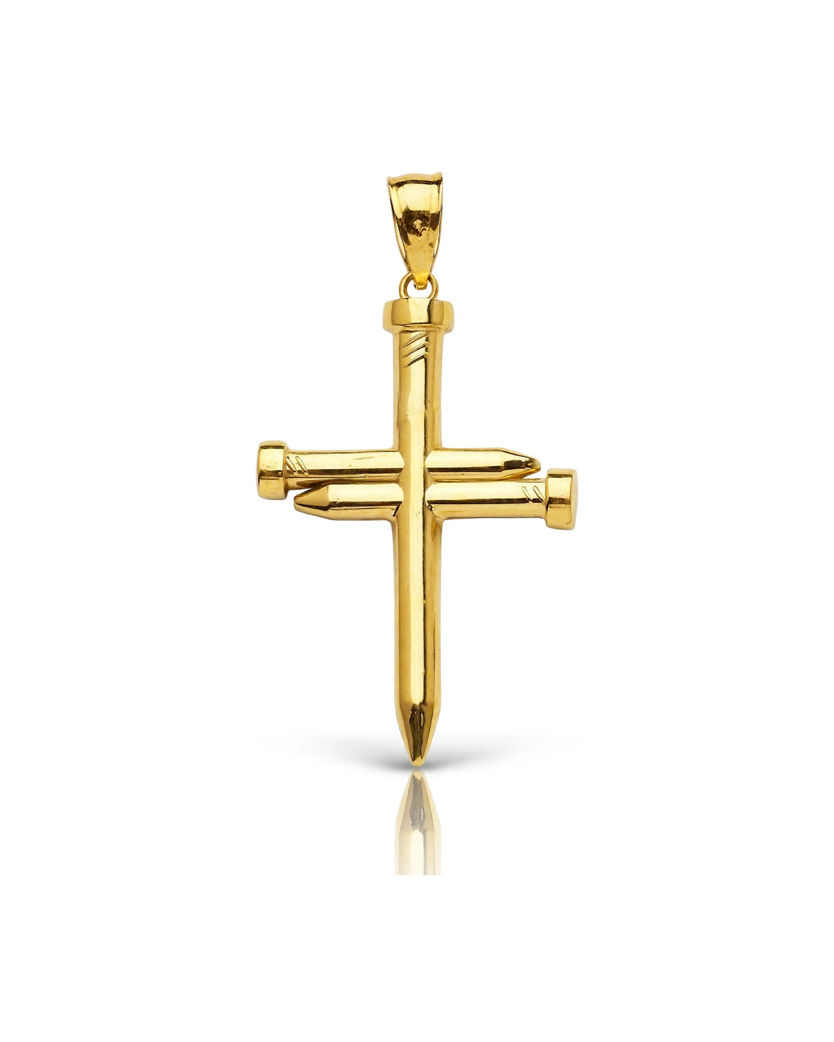 Nail Cross Polished Pendant - 10K Yellow Gold