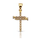 Reversible Nail Cross Pendant with CZ Row and Lattice Reverse - 10K Yellow Gold