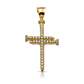 Reversible Nail Cross Pendant with CZ Row and Lattice Reverse - 10K Yellow Gold