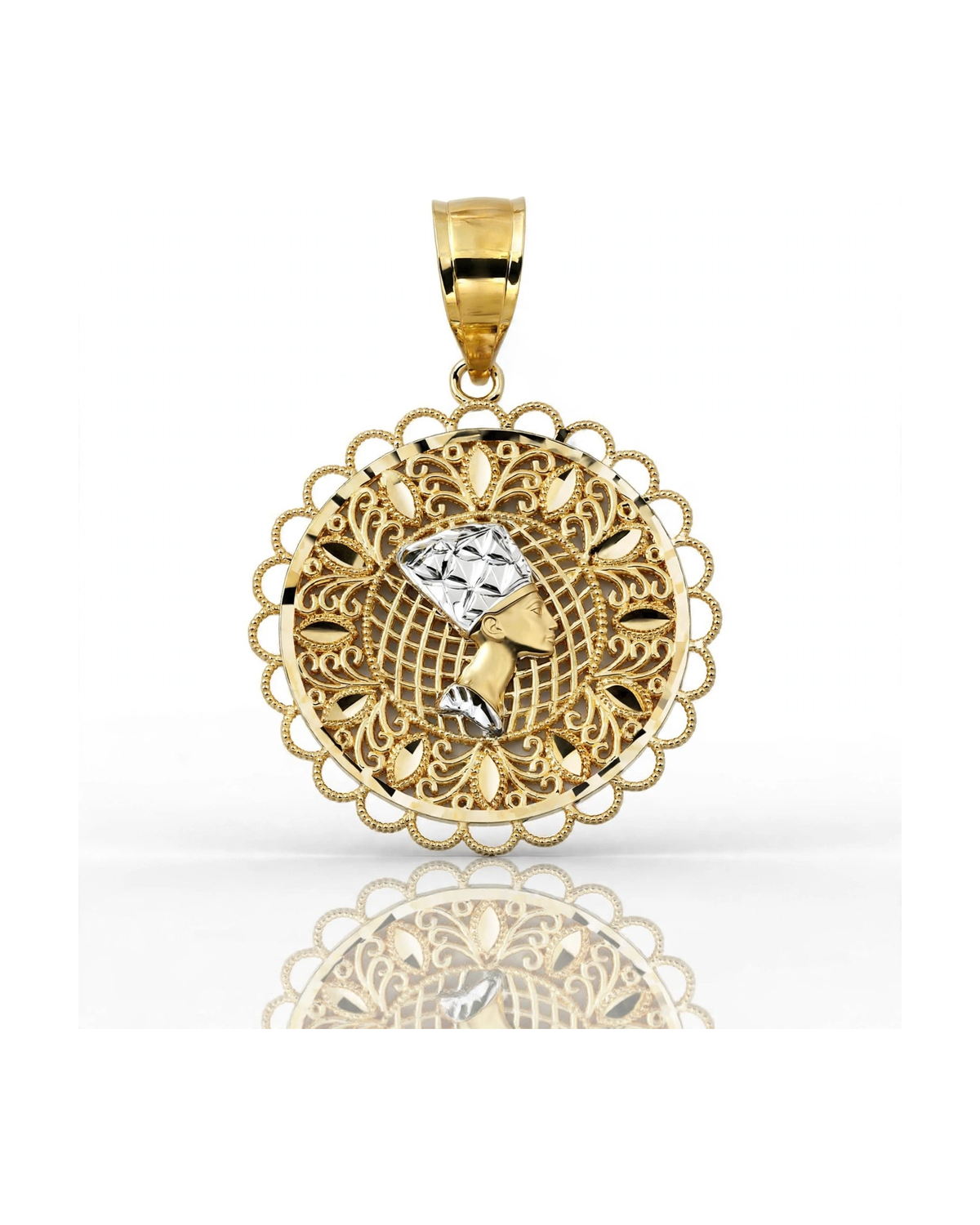 Nefertiti Filigree Pendant Small - 10K Gold