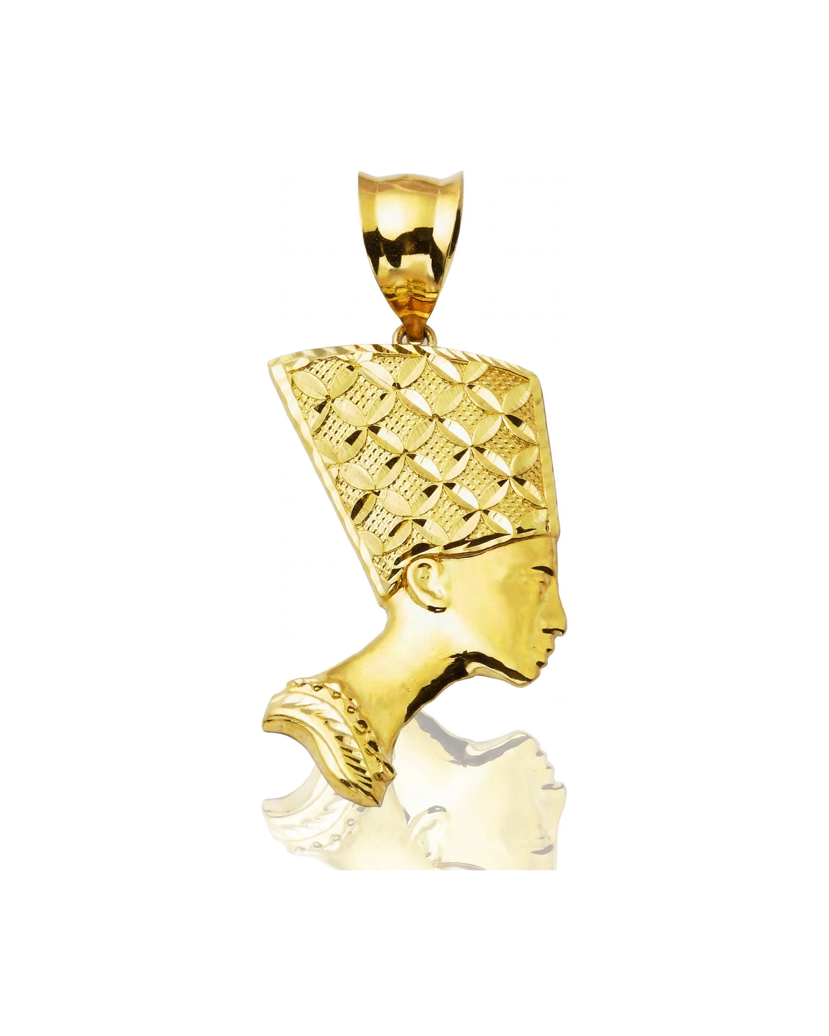 Nefertiti Queen Profile Large Pendant - 10K Yellow Gold