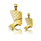 Nefertiti Woven Headdress Profile Pendant - 10K Yellow Gold
