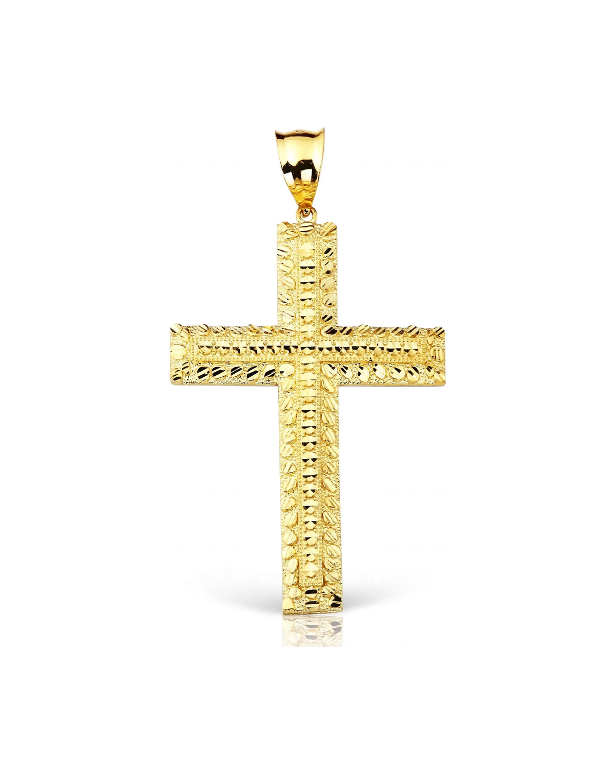 Cross Nugget Center Row Pendant - 10K Yellow Gold