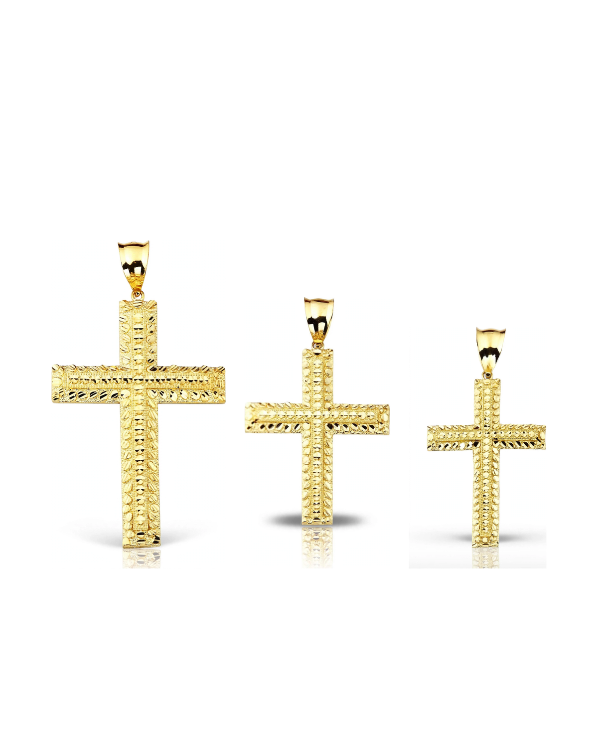 Cross Nugget Center Row Pendant - 10K Yellow Gold