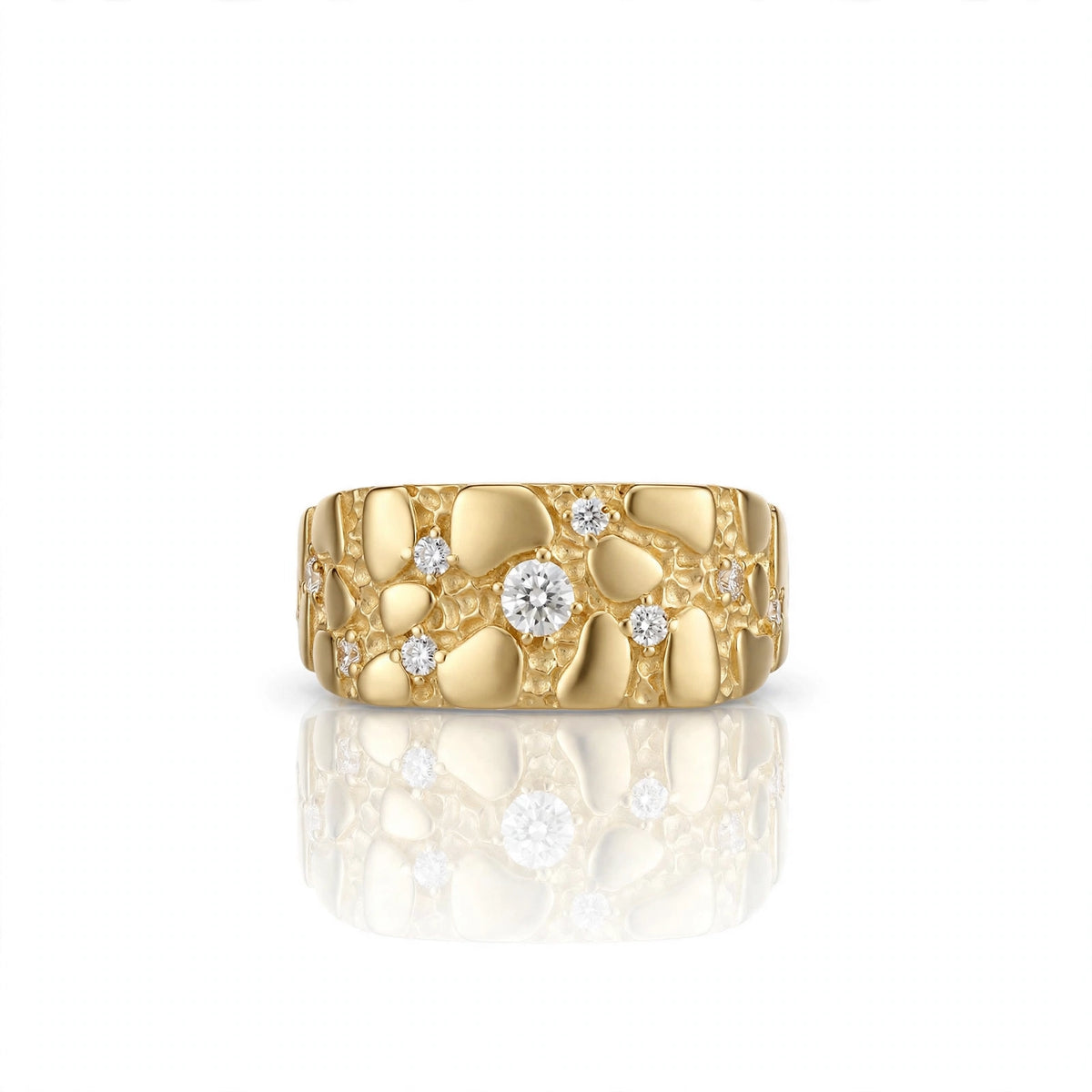 10K Yellow Gold - Nugget Ring CZ