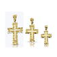 Cross Nugget Diagonal Faceted Center Pendant - 10K Yellow Gold