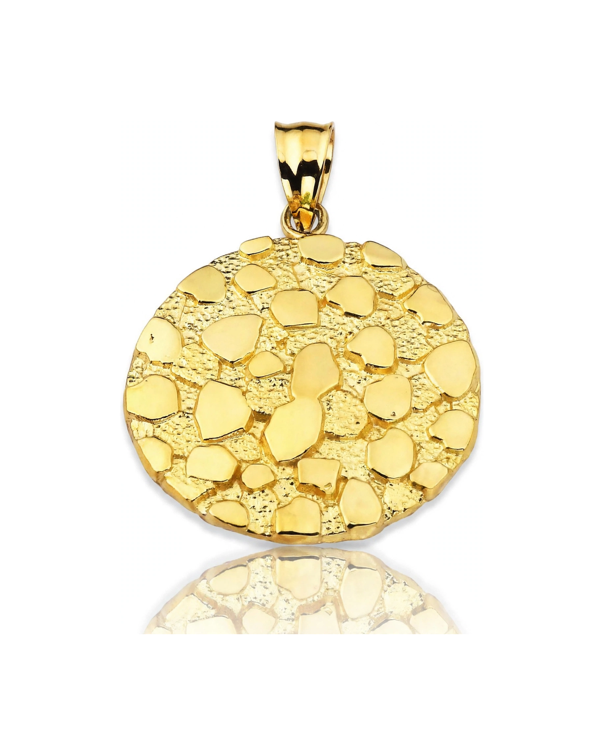 Nugget Round Pendant - 10K Yellow Gold