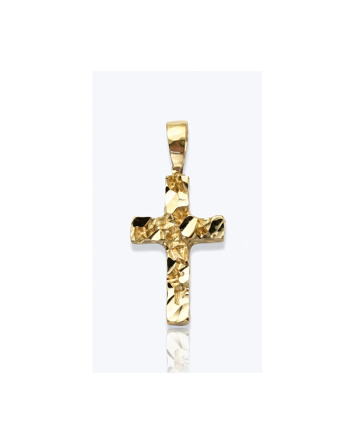 Cross Nugget Small Hammered Pendant - 10K Yellow Gold