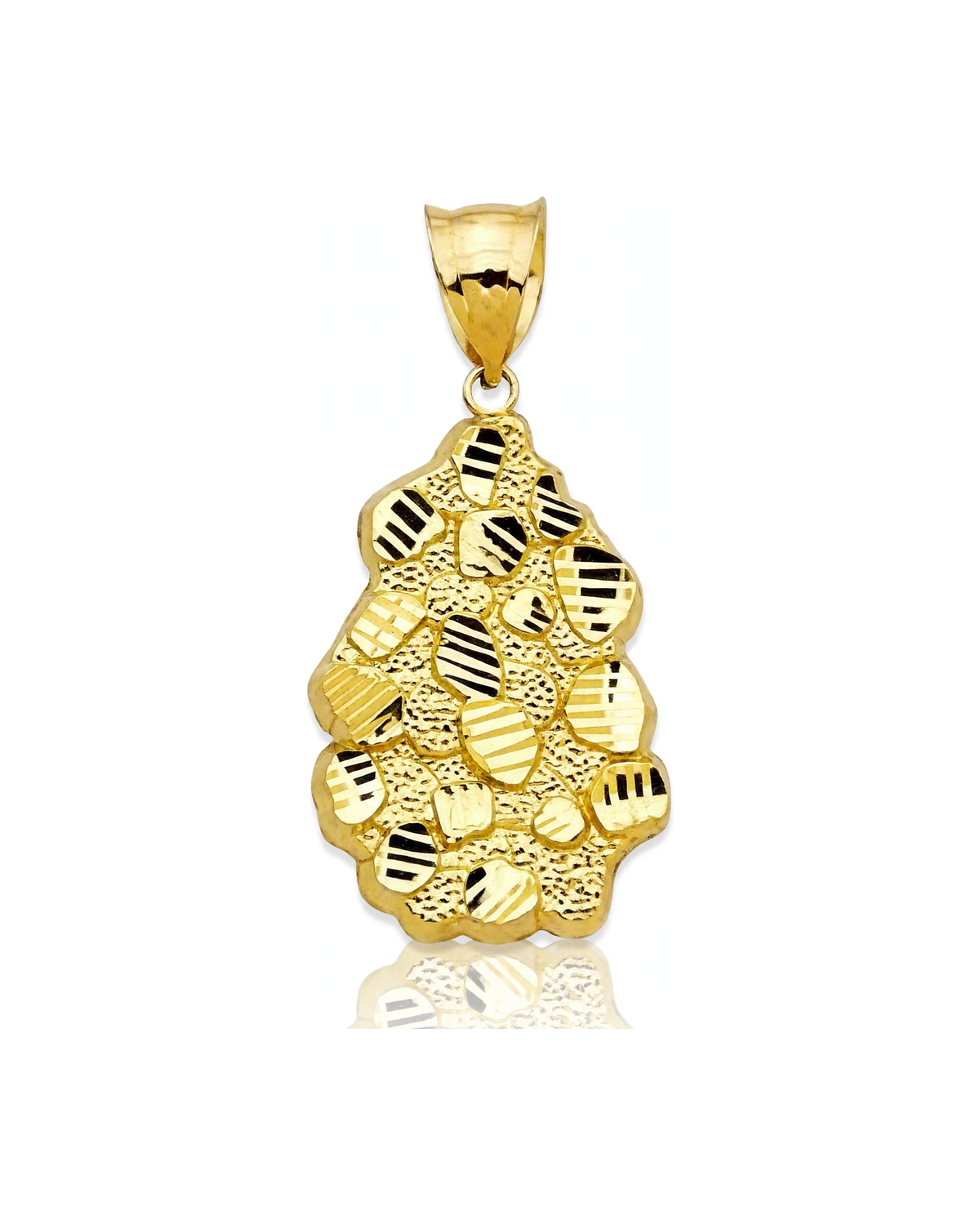 Nugget Teardrop Faceted Pendant - 10K Yellow Gold