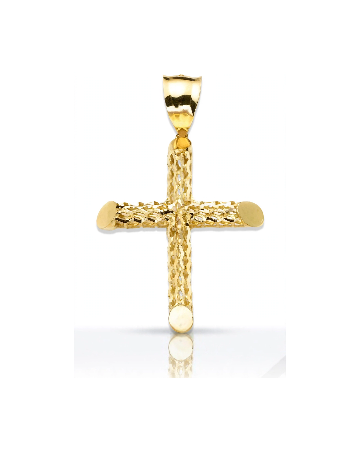 Nugget Textured Cross Pendant - 10K Yellow Gold