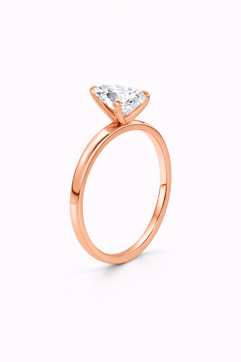 14K Pear Solitaire — Flat Edge