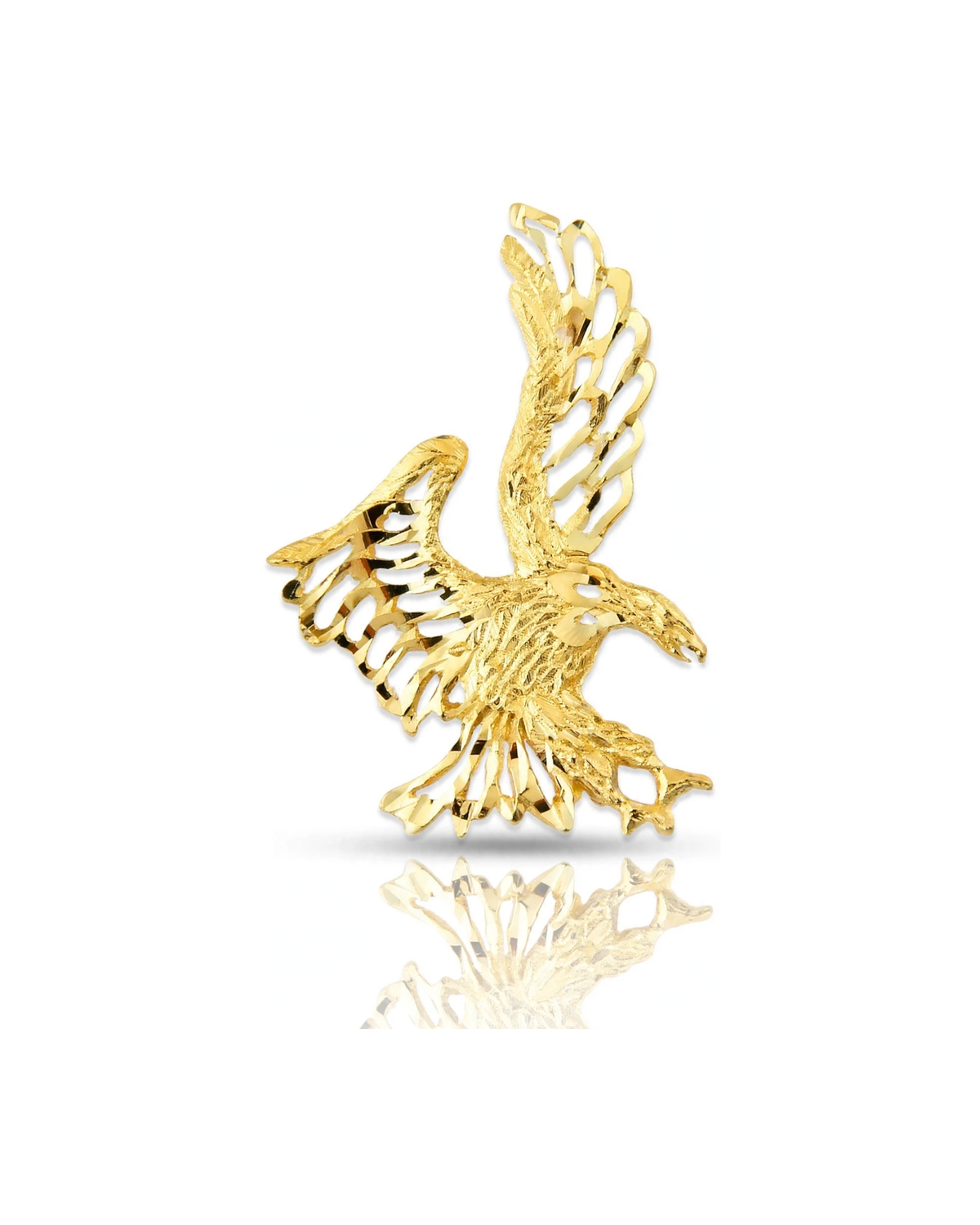 Openwork Eagle Pendant with Asymmetric Raised Wing - 10K Yellow Gold