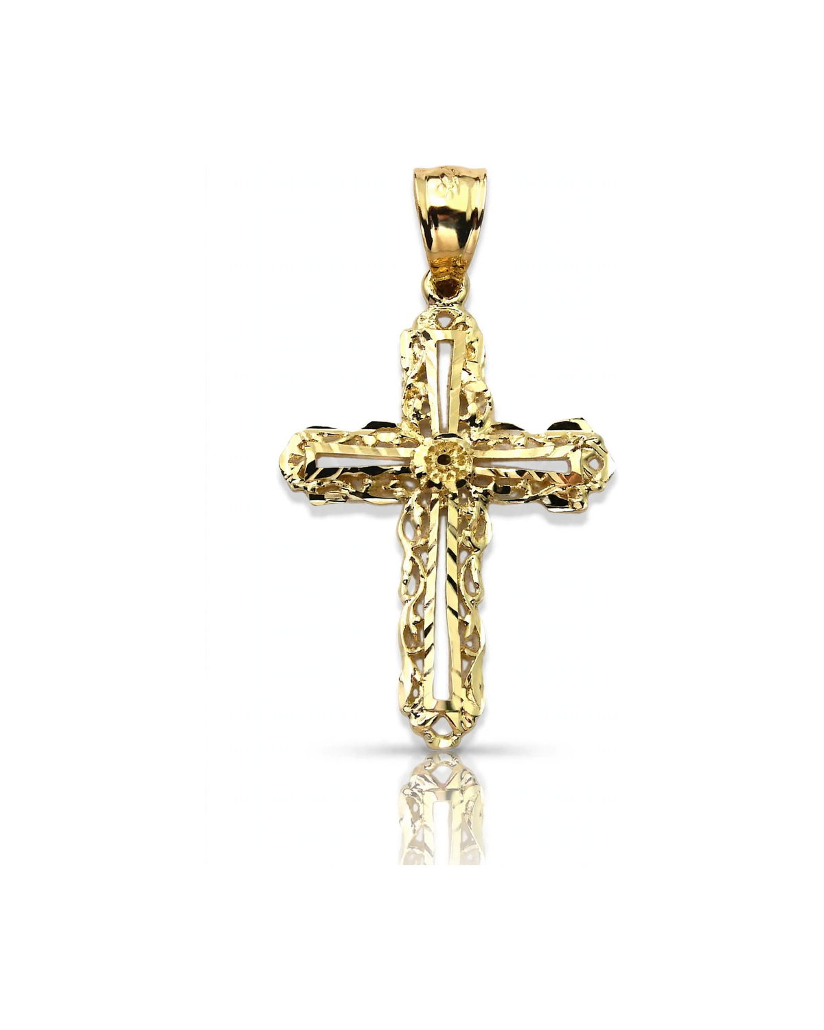Cross Openwork Hollow Center Pendant - 10K Yellow Gold