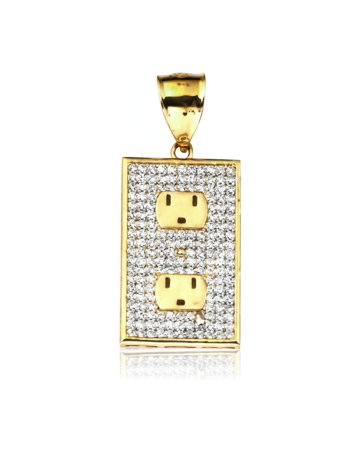 Electrical Outlet Pendant The Plug with CZ - 10K Gold