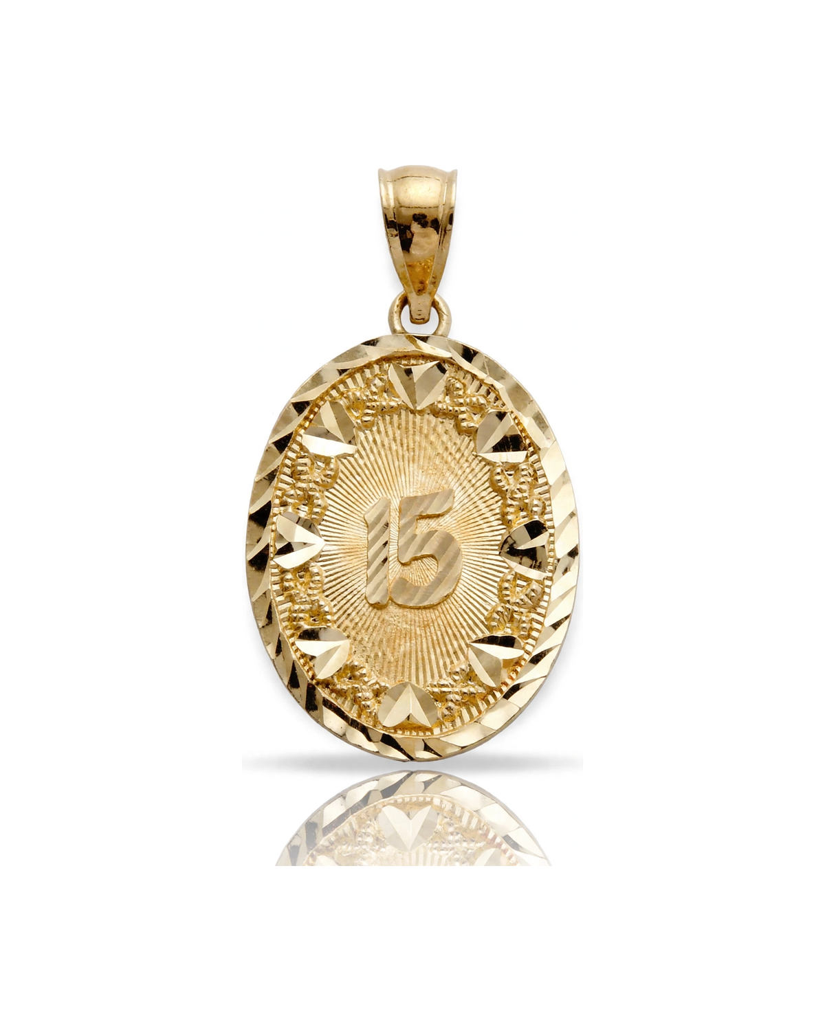 15 Pendant Oval Embossed - 10K Yellow Gold