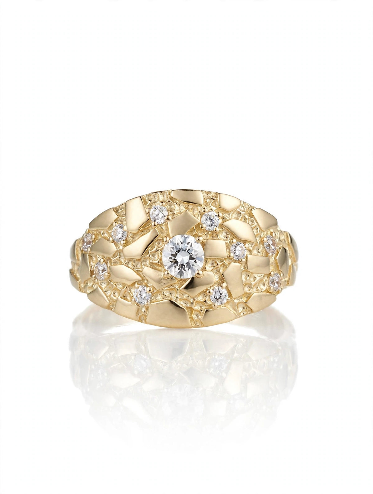 10K Yellow Gold - Nugget Ring CZ