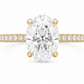 14K Oval Solitaire — Hidden Halo Pave