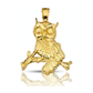 Owl on Branch Pendant - 10K Yellow Gold